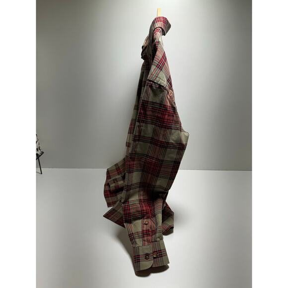 Orvis Button Up Shirt Men’s Medium Plaid Long Sleeve Classic Red/Tan Outdoor - Picture 4 of 5